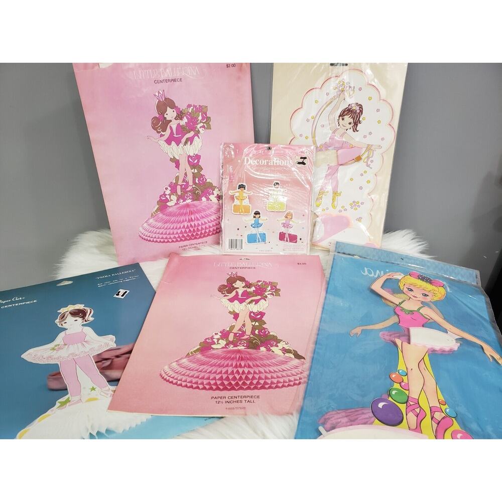 NEW Vintage Birthday Party Decor LOT Ballerina Ballet Dance Centerpiece Die‎ Cut